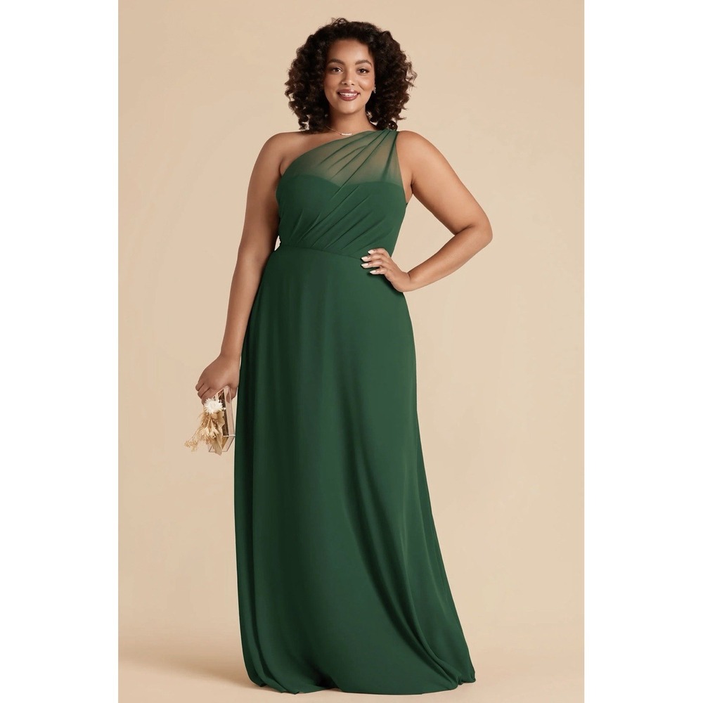Birdy Grey Kira Chiffon One Shoulder Maxi Dress Forest Green XXL Bridesmaid